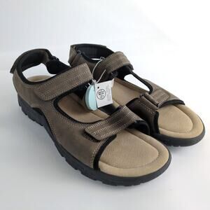 NWT Lidl Footflex Men's 11 Comfort Adjustable Strap Brown Sandals Leather Summer